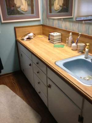 Vanity before bathroom remodeling job Lake Oswego Oregon